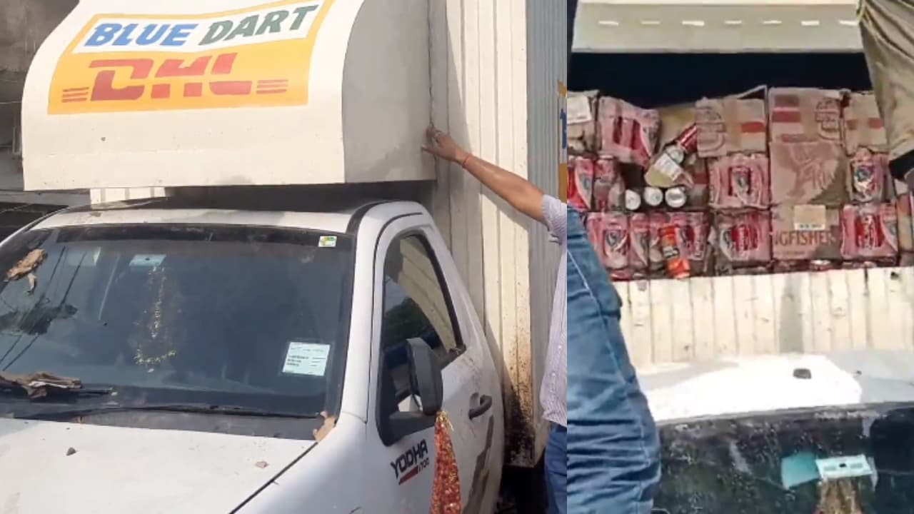 शराब तस्करों का अजब तिकड़म, डिलीवरी वैन में था खुफिया तहखाना, कुरियर की जगह निकला लालपानी