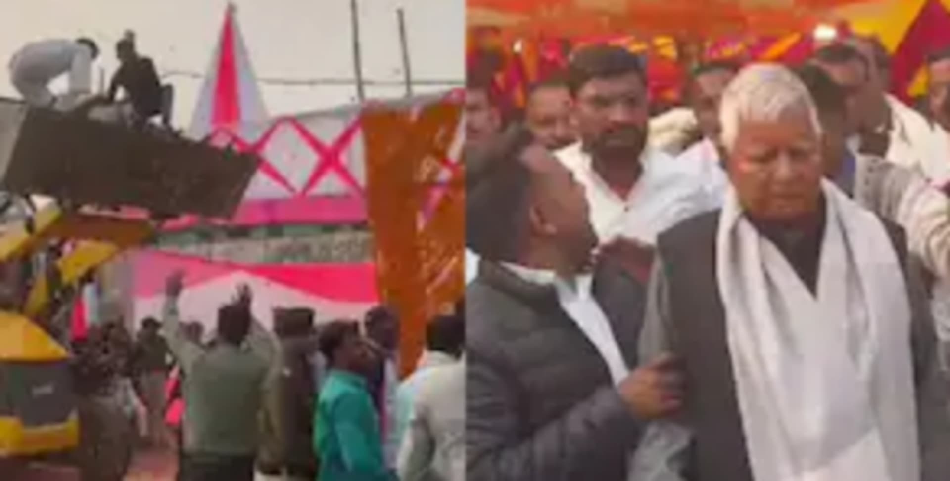 JCB से फूल बरसा कर हुआ स्वागत, इस बार नीतीश की यात्रा पर संभल कर बोले लालू यादव.