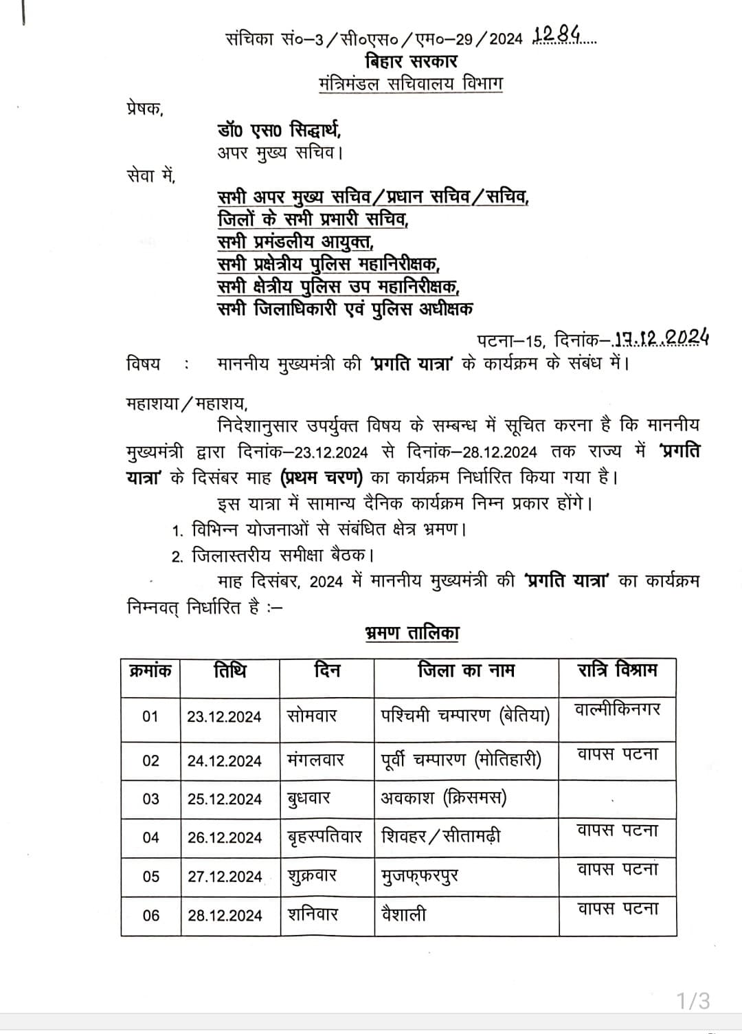 सीएम नीतीश कुमार 23दिसंबर से प्रगति यात्रा पर निकलेंगे