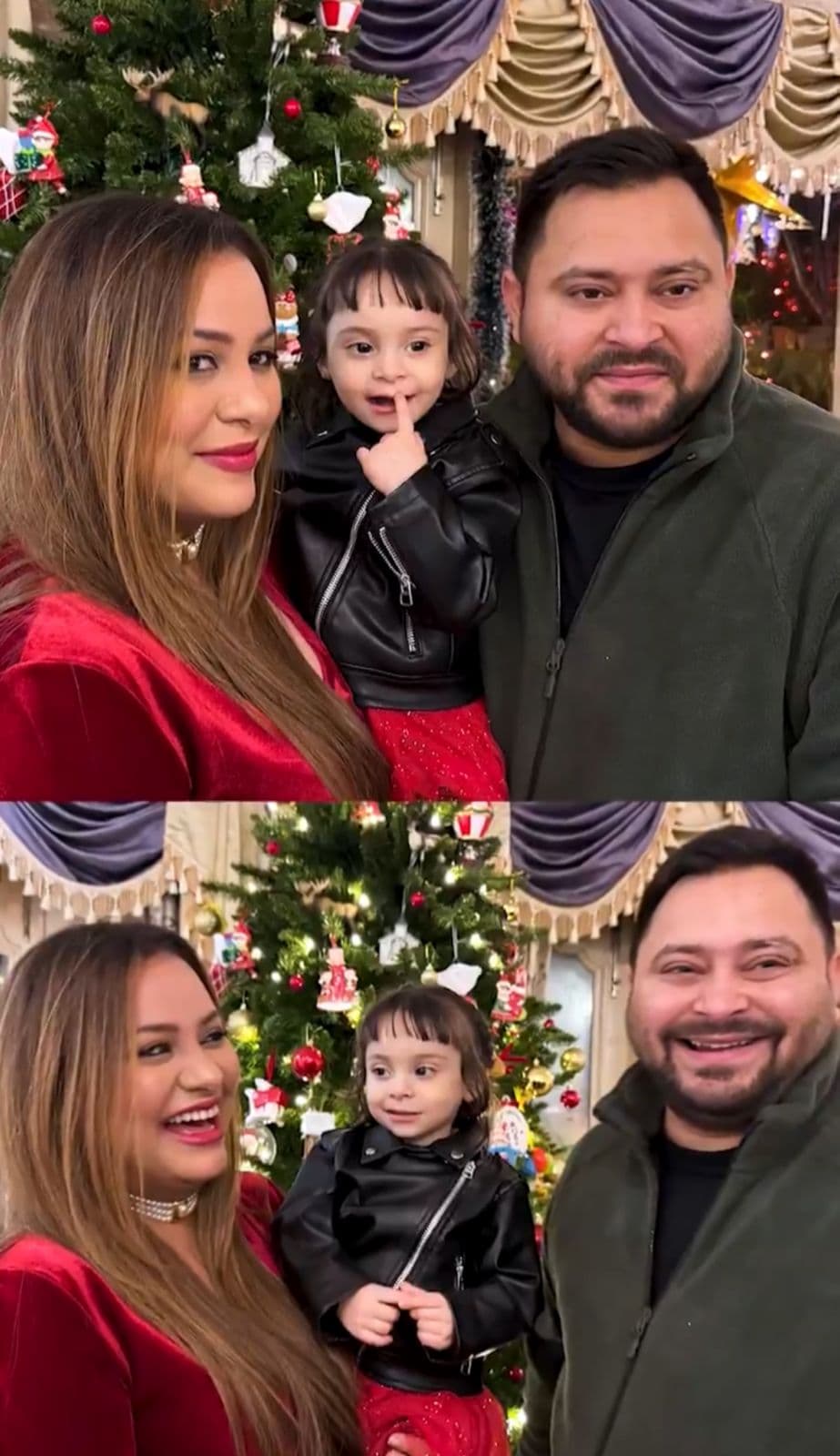 नेता प्रतिपक्ष तेजस्वी यादव पत्नी और बेटी के साथ मनाया क्रिसमस