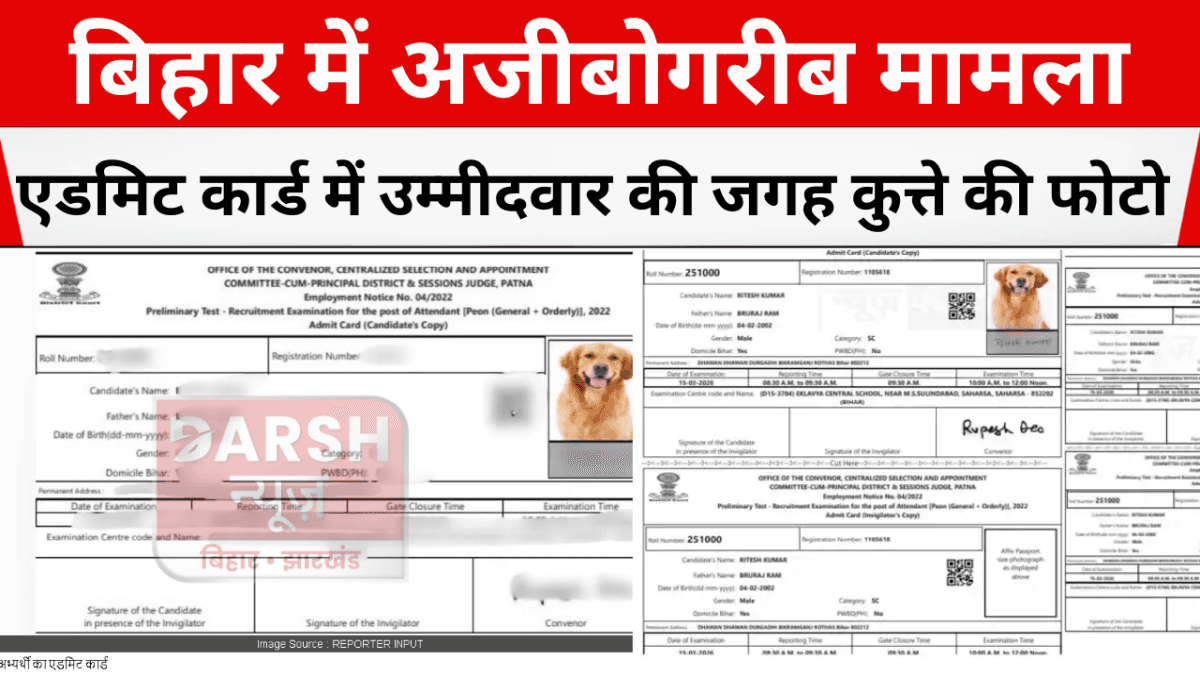 बिहार में अजीबोगरीब मामला : एडमिट कार्ड में उम्मीदवार की जगह कुत्ते की फोटो