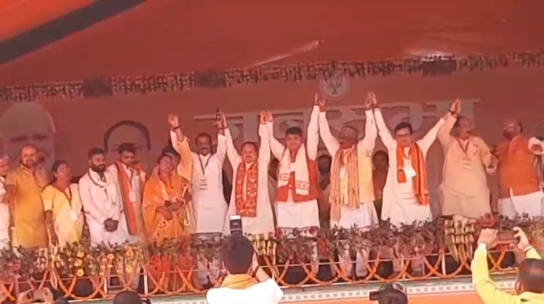 BJP अध्यक्ष JP नड्डा की मुजफ्फरपुर में सभा, परिवारवाद पर बोला हमला..