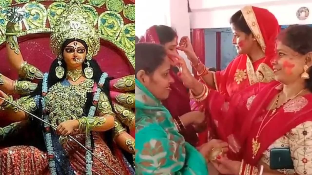 विजयादशमी पर खूब हुआ सिंदूर खेला, माता रानी को बड़े धूमधाम से किया विदा