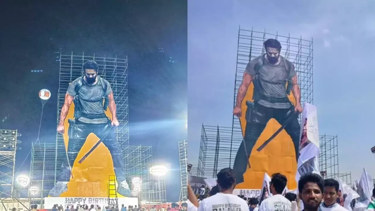 प्रभास के बर्थडे पर फैंस ने दिया धांसू गिफ्ट, सुपरस्टार का 230 फुट का बनाया कटआउट
