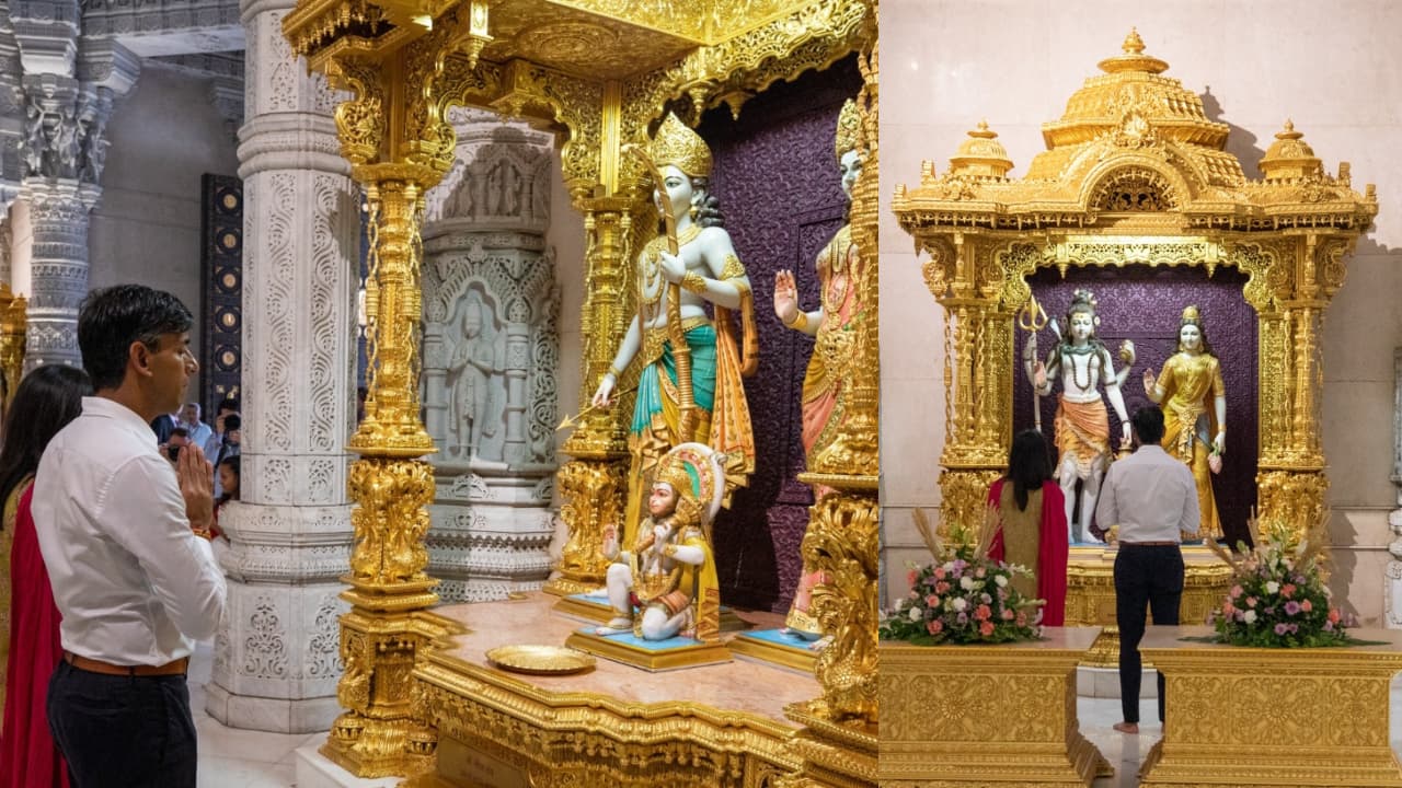 ब्रिटेन के PM ऋषि सुनक पत्नी संग पहुंचे अक्षरधाम मंदिर, बारिश के बीच सुरक्षा व्यवस्था थी टाइट